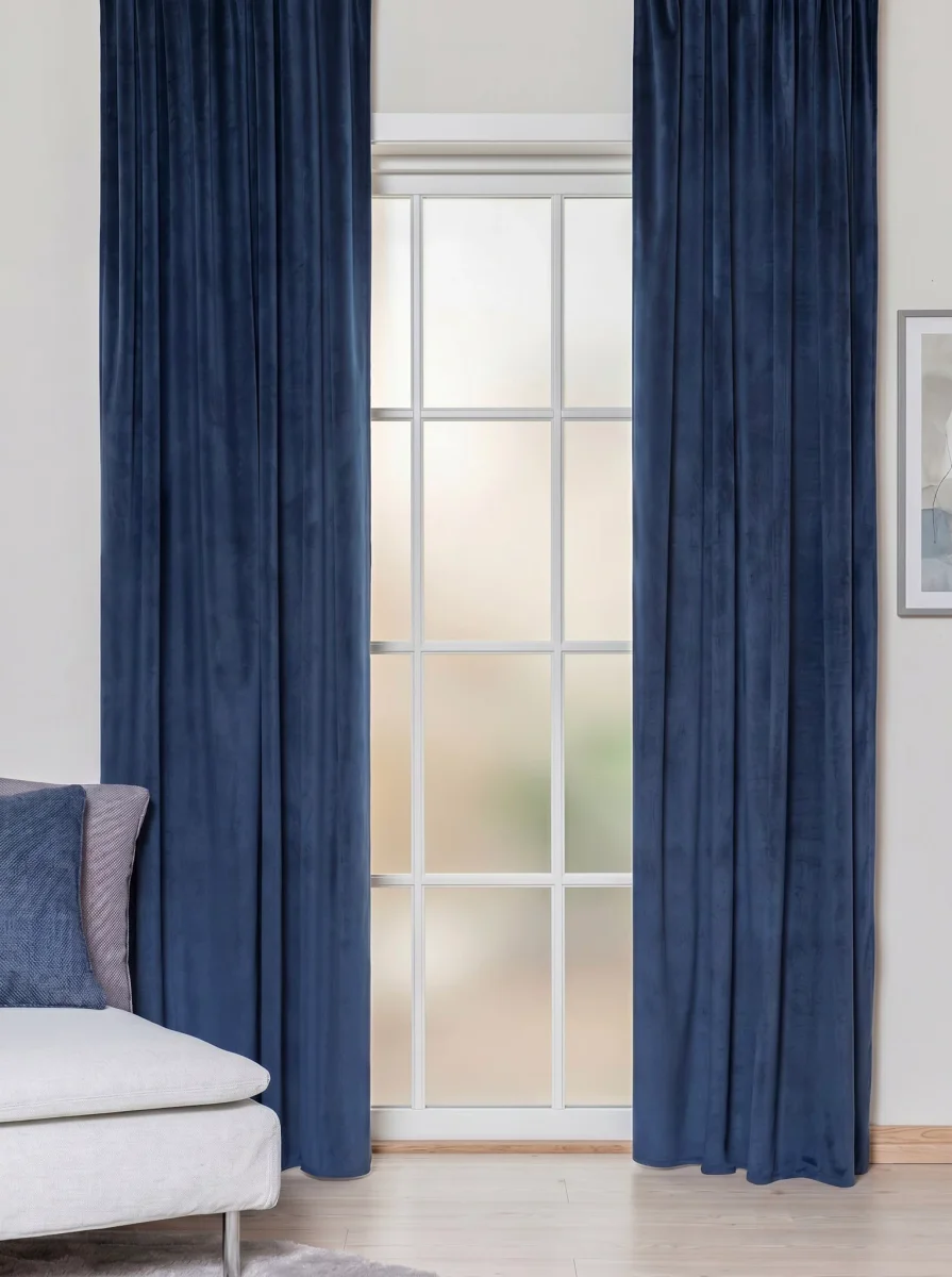 Elsa Royal Blue 250 cm - Sammettiverho 2-kpl.